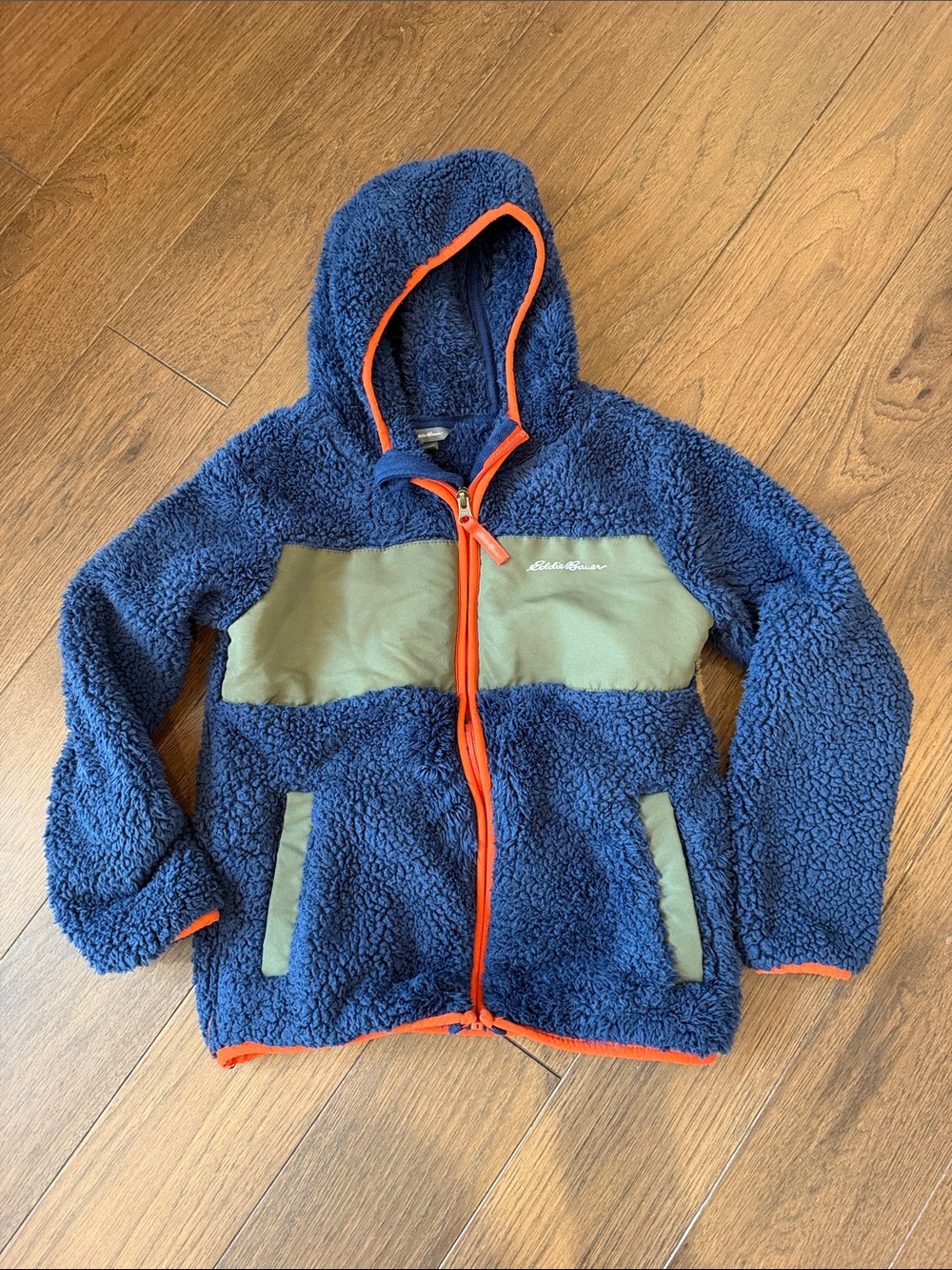Eddie Bauer Kids Navy Sherpa Zip Up Jacket Size 6/7 - C26-038